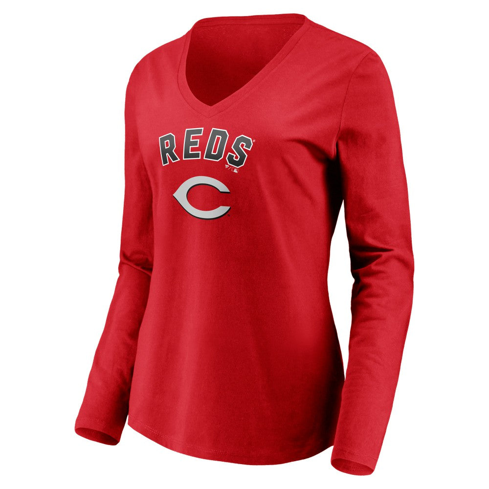Cincinnati Reds Women's Personalized Winning Streak Name & Number Long Sleeve V-Neck T-Shirt - MLB T-shirts