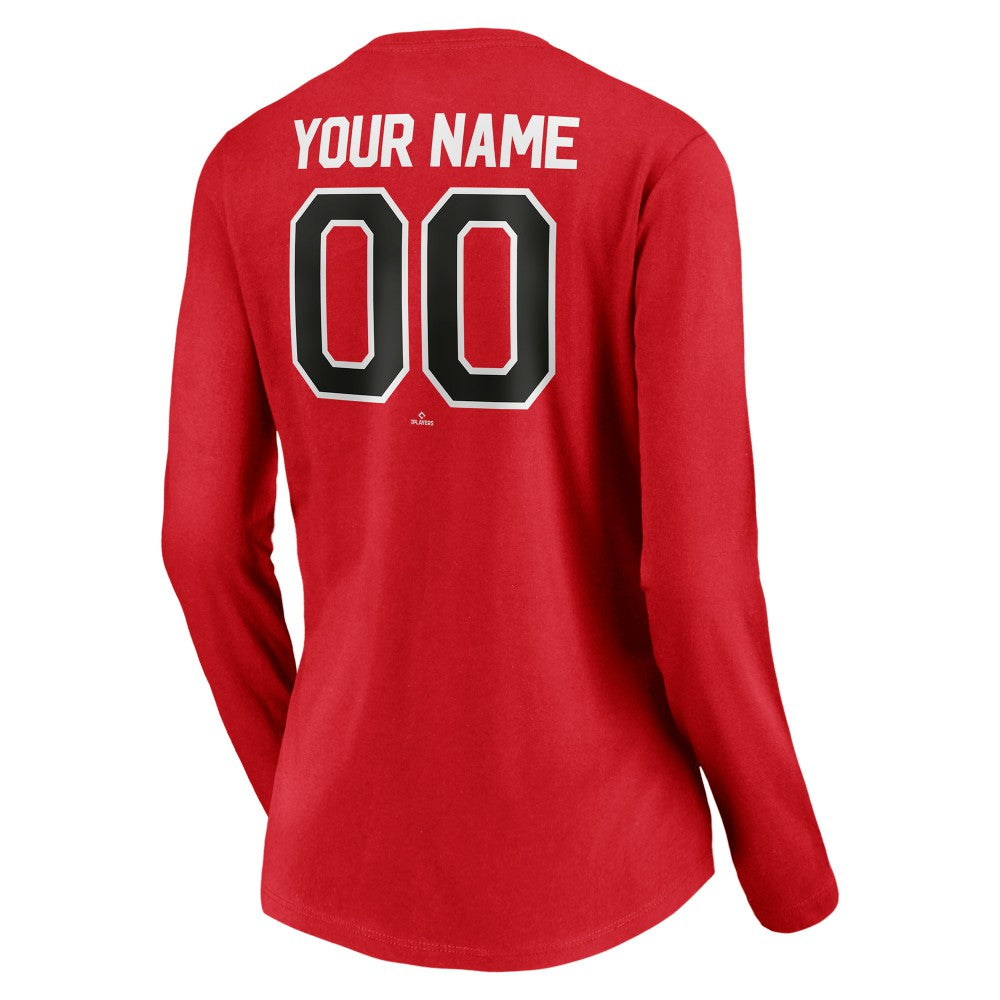 Cincinnati Reds Women's Personalized Winning Streak Name & Number Long Sleeve V-Neck T-Shirt - MLB T-shirts