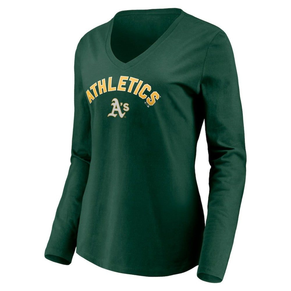Athletics Women's Personalized Winning Streak Name & Number Long Sleeve V-Neck T-Shirt - MLB T-shirts