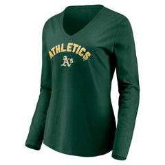 Athletics Women's Personalized Winning Streak Name & Number Long Sleeve V-Neck T-Shirt - MLB T-shirts