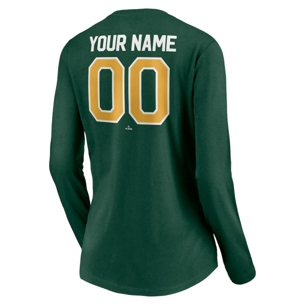 Athletics Women's Personalized Winning Streak Name & Number Long Sleeve V-Neck T-Shirt - MLB T-shirts
