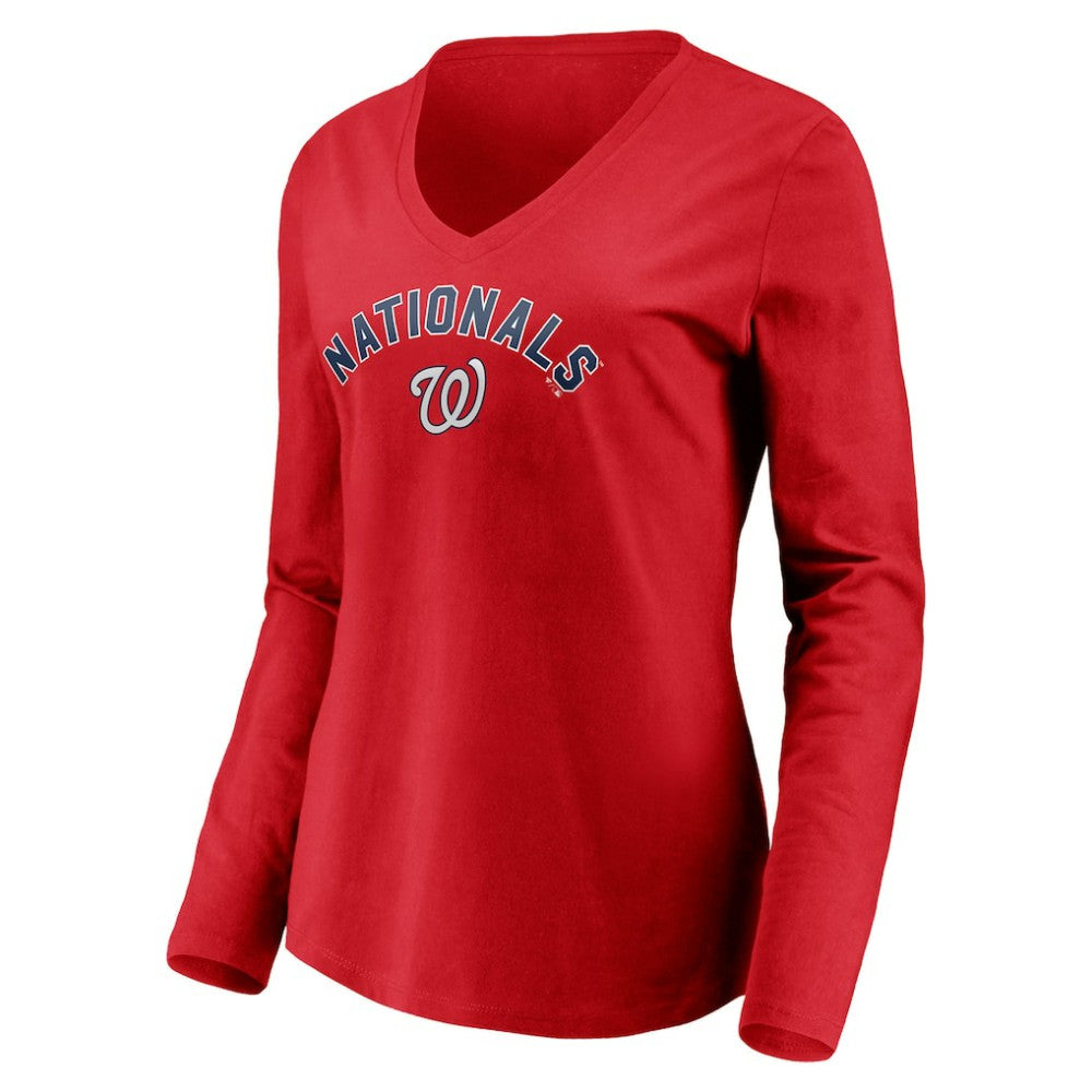 Washington Nationals Women's Personalized Winning Streak Name & Number Long Sleeve V-Neck T-Shirt - MLB T-shirts