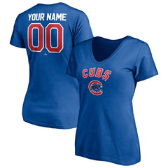 Chicago Cubs Women's Personalized Winning Streak Name & Number V-Neck T-Shirt - MLB T-shirts