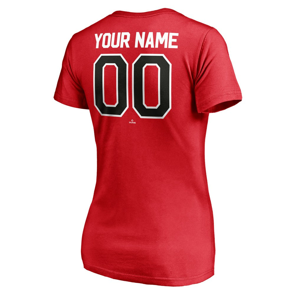 Cincinnati Reds Women's Personalized Winning Streak Name & Number V-Neck T-Shirt - MLB T-shirts