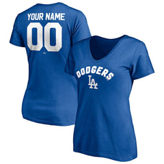 Los Angeles Dodgers Women's Personalized Winning Streak Name & Number V-Neck T-Shirt - MLB T-shirts