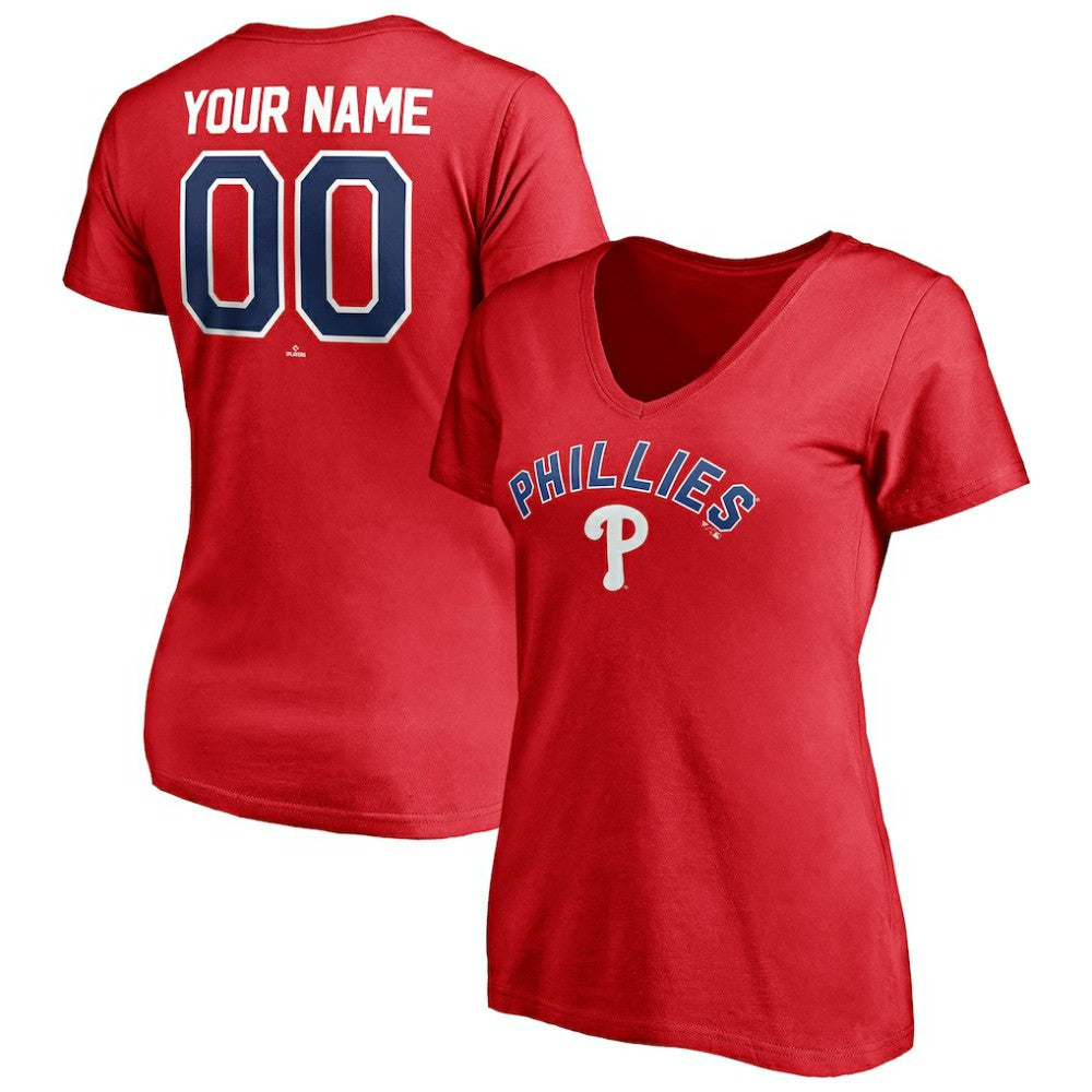 Philadelphia Phillies Women's Personalized Winning Streak Name & Number V-Neck T-Shirt - MLB T-shirts