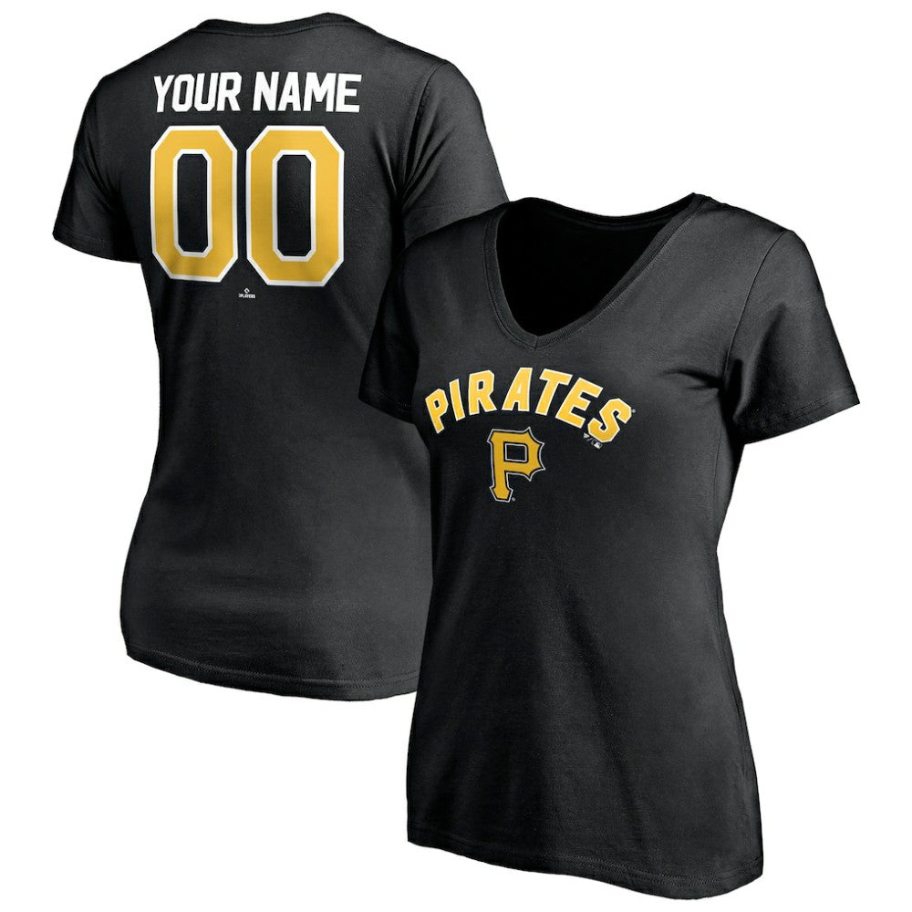 Pittsburgh Pirates Women's Personalized Winning Streak Name & Number V-Neck T-Shirt - MLB T-shirts