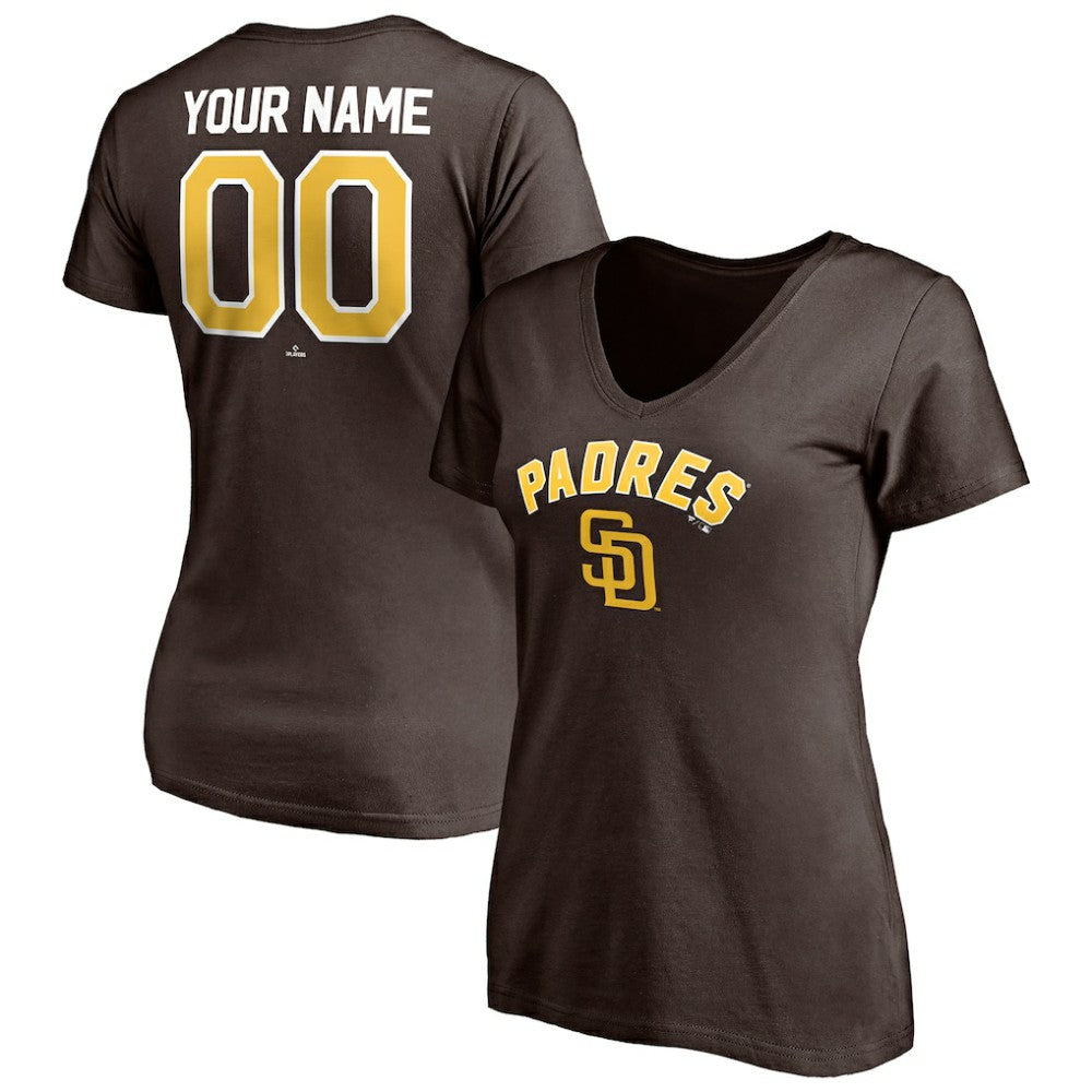 San Diego Padres Women's Personalized Winning Streak Name & Number V-Neck T-Shirt - MLB T-shirts