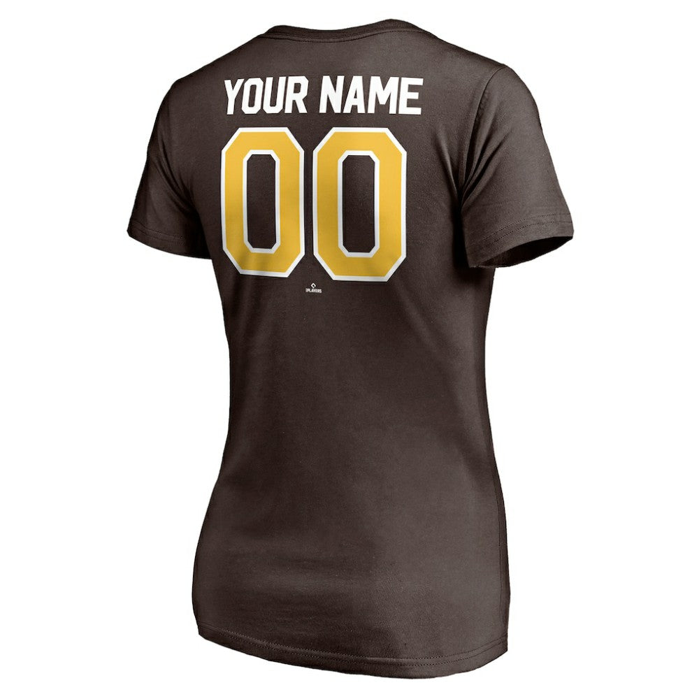 San Diego Padres Women's Personalized Winning Streak Name & Number V-Neck T-Shirt - MLB T-shirts