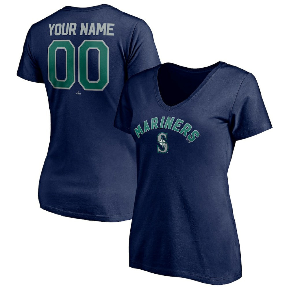 Seattle Mariners Women's Personalized Winning Streak Name & Number V-Neck T-Shirt - MLB T-shirts