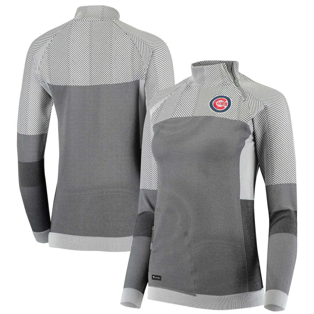 Chicago Cubs Levelwear Women's Verse Asymmetrical Raglan Tri-Blend Quarter-Zip Jacket - MLB Jackets