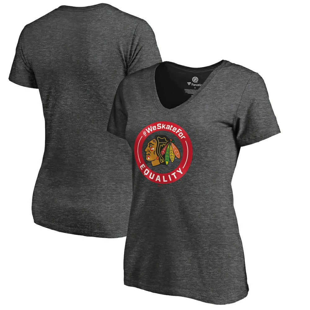 Chicago Blackhawks Women's #WeSkateFor V-Neck T-Shirt -  NHL T-shirts