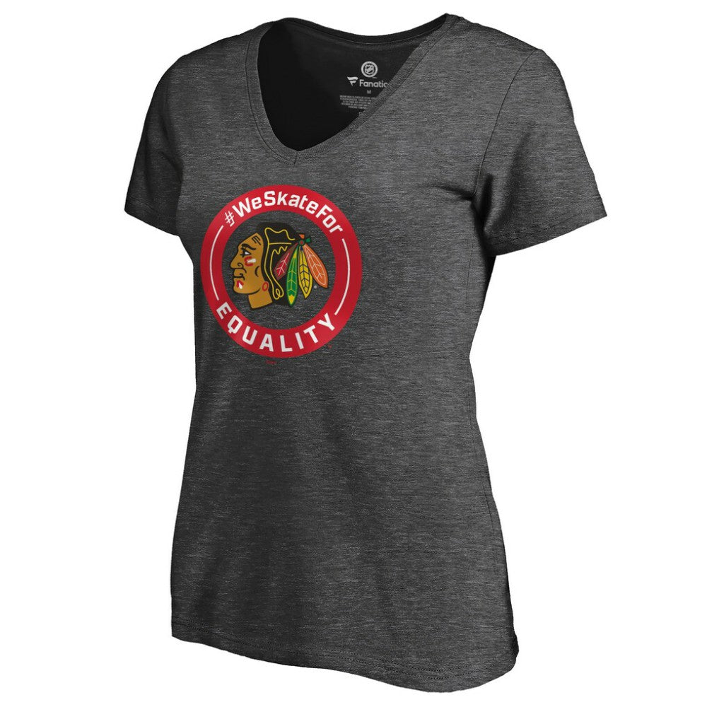 Chicago Blackhawks Women's #WeSkateFor V-Neck T-Shirt -  NHL T-shirts