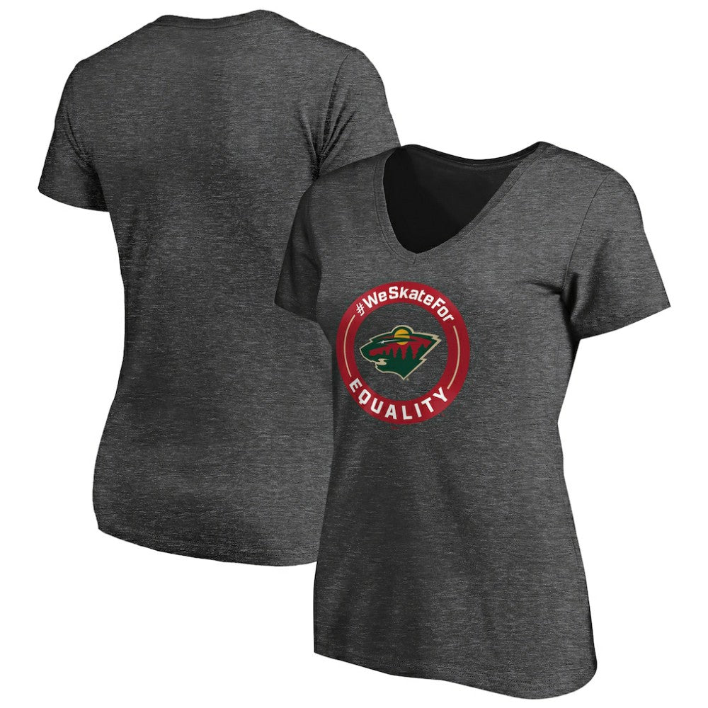 Minnesota Wild Women's #WeSkateFor V-Neck T-Shirt -  NHL T-shirts