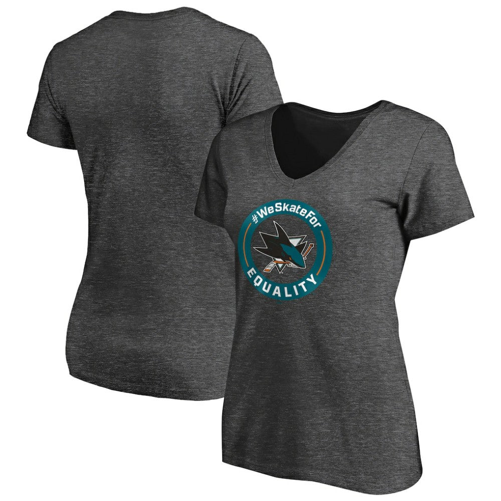 San Jose Sharks Women's #WeSkateFor V-Neck T-Shirt -  NHL T-shirts