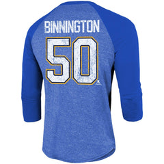 Jordan Binnington St. Louis Blues Fanatics Name & Number Tri-Blend Raglan 3/4-Sleeve T-Shirt -  NHL T-shirts