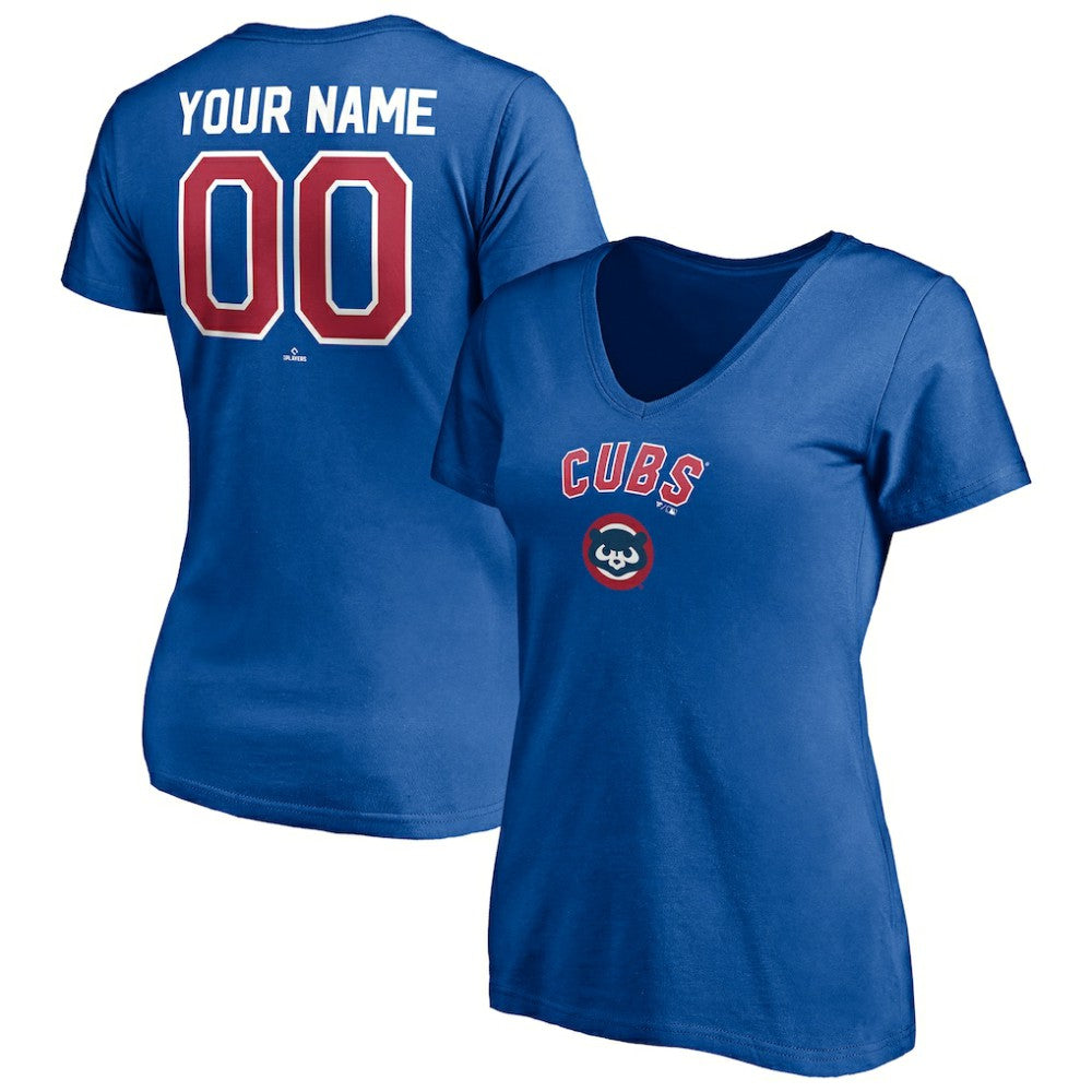 Chicago Cubs Women's Cooperstown Winning Streak Personalized Name & Number V-Neck T-Shirt - MLB T-shirts