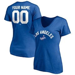 Los Angeles Dodgers Women's Cooperstown Winning Streak Personalized Name & Number V-Neck T-Shirt - MLB T-shirts