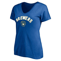 Milwaukee Brewers Women's Cooperstown Winning Streak Personalized Name & Number V-Neck T-Shirt - MLB T-shirts