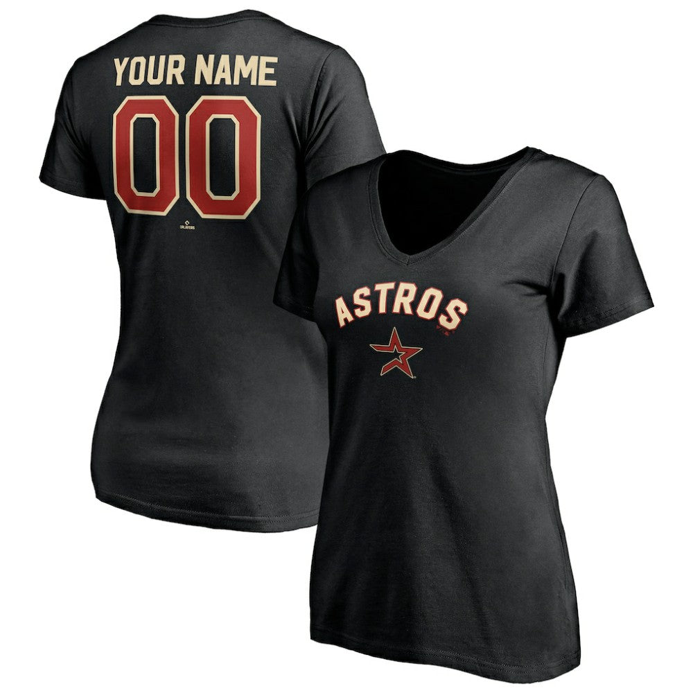 Houston Astros Women's Cooperstown Winning Streak Alternate Personalized Name & Number V-Neck T-Shirt - MLB T-shirts