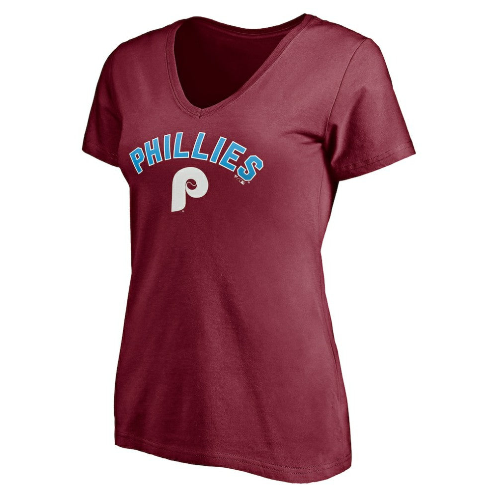 Philadelphia Phillies Women's Cooperstown Winning Streak Alternate Personalized Name & Number V-Neck T-Shirt - MLB T-shirts
