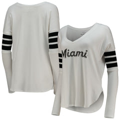 Miami Marlins Tiny Turnip Women's Jalynne Jersey Tri-Blend Long Sleeve V-Neck T-Shirt - MLB Jerseys