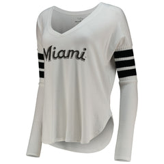 Miami Marlins Tiny Turnip Women's Jalynne Jersey Tri-Blend Long Sleeve V-Neck T-Shirt - MLB Jerseys