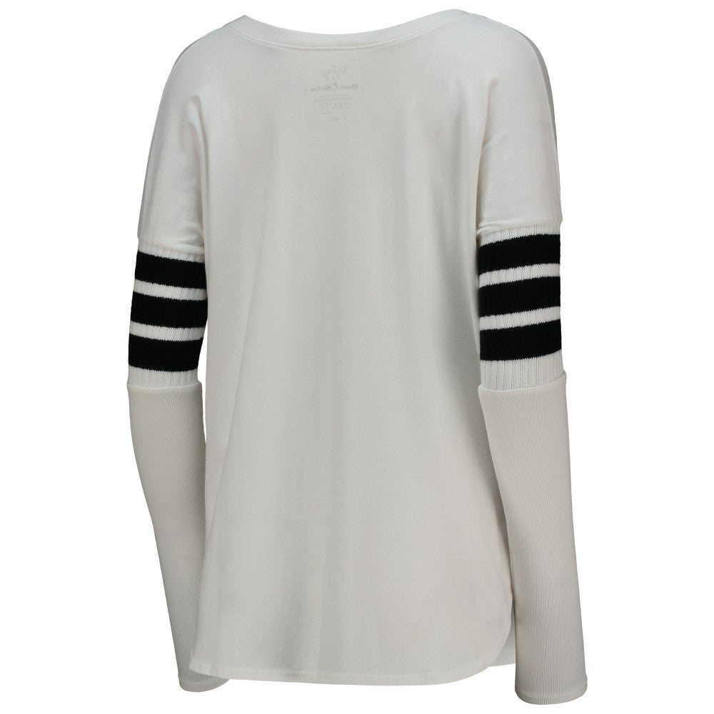Miami Marlins Tiny Turnip Women's Jalynne Jersey Tri-Blend Long Sleeve V-Neck T-Shirt - MLB Jerseys