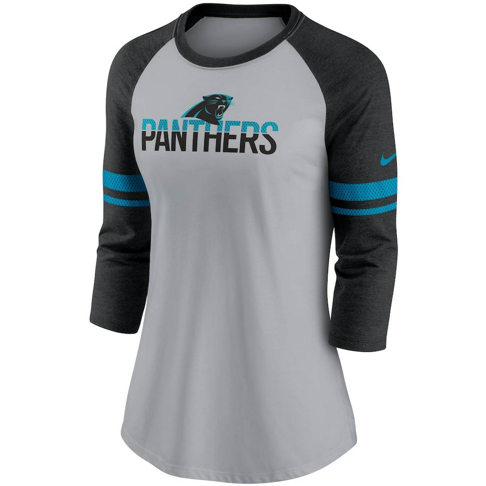 Carolina Panthers Women's Stripe Mesh Nickname Tri-Blend 3/4-Sleeve T-Shirt | NFL US