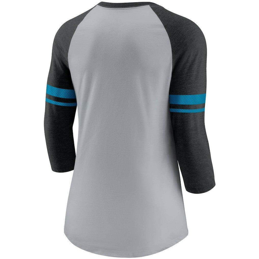 Carolina Panthers Women's Stripe Mesh Nickname Tri-Blend 3/4-Sleeve T-Shirt | NFL US