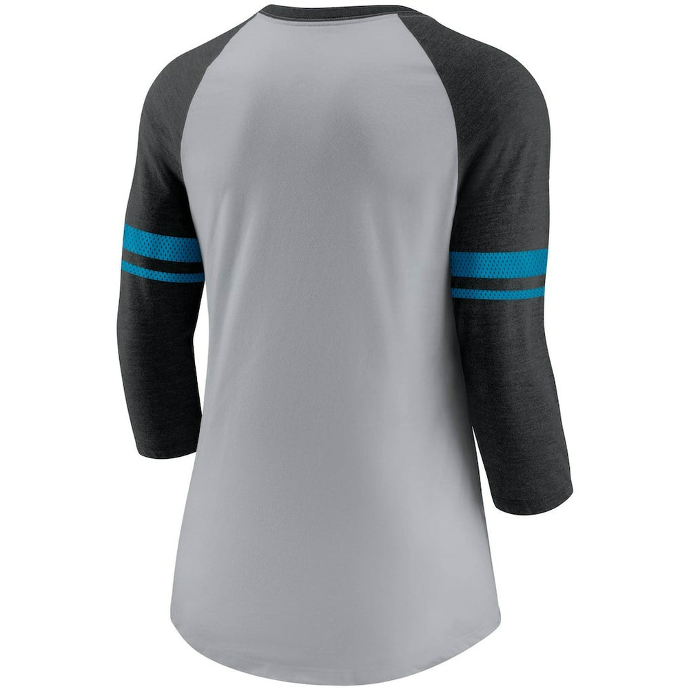 Carolina Panthers Women's Stripe Mesh Nickname Tri-Blend 3/4-Sleeve T-Shirt | NFL US