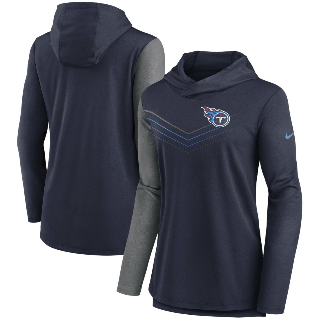 Tennessee Titans Women's Chevron Hoodie Performance Long Sleeve T-Shirt | NFL New