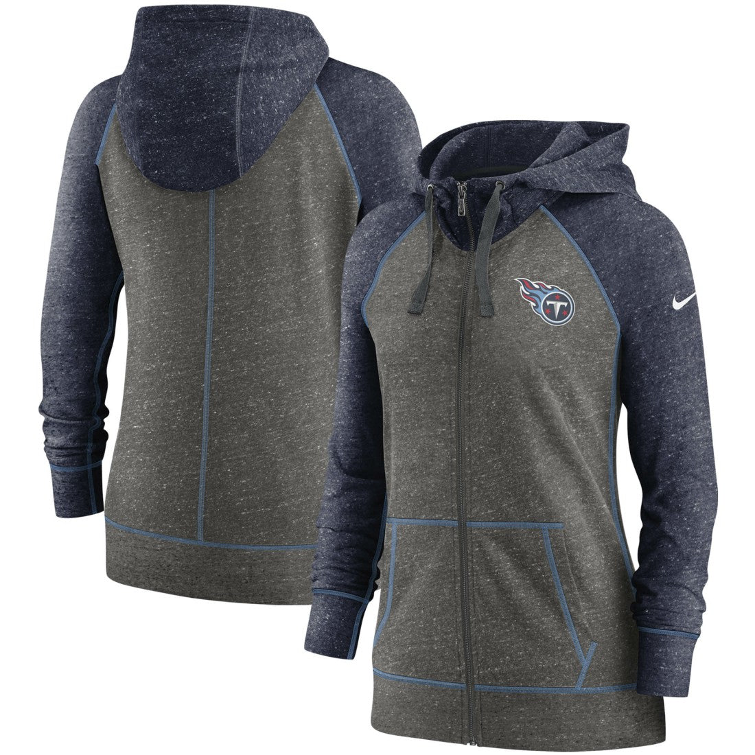 Tennessee Titans Women's Gym Vintage Raglan Full-Zip Hoodie | NFL Discount