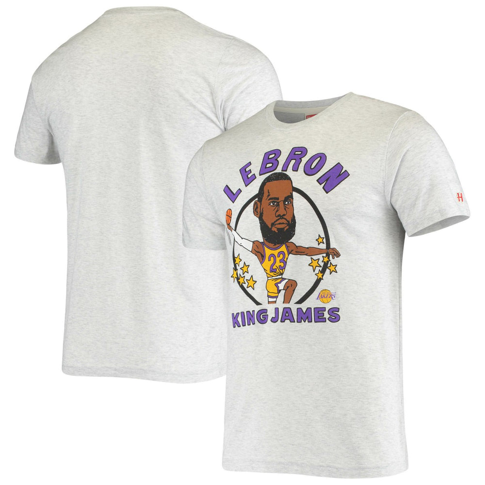 Heathered Ash LeBron James Los Angeles Lakers Homage Caricature Tri-Blend T-Shirt | NBA