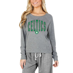 Gray Boston Celtics Concepts Sport Women's Mainstream Terry Long Sleeve Top | NBA