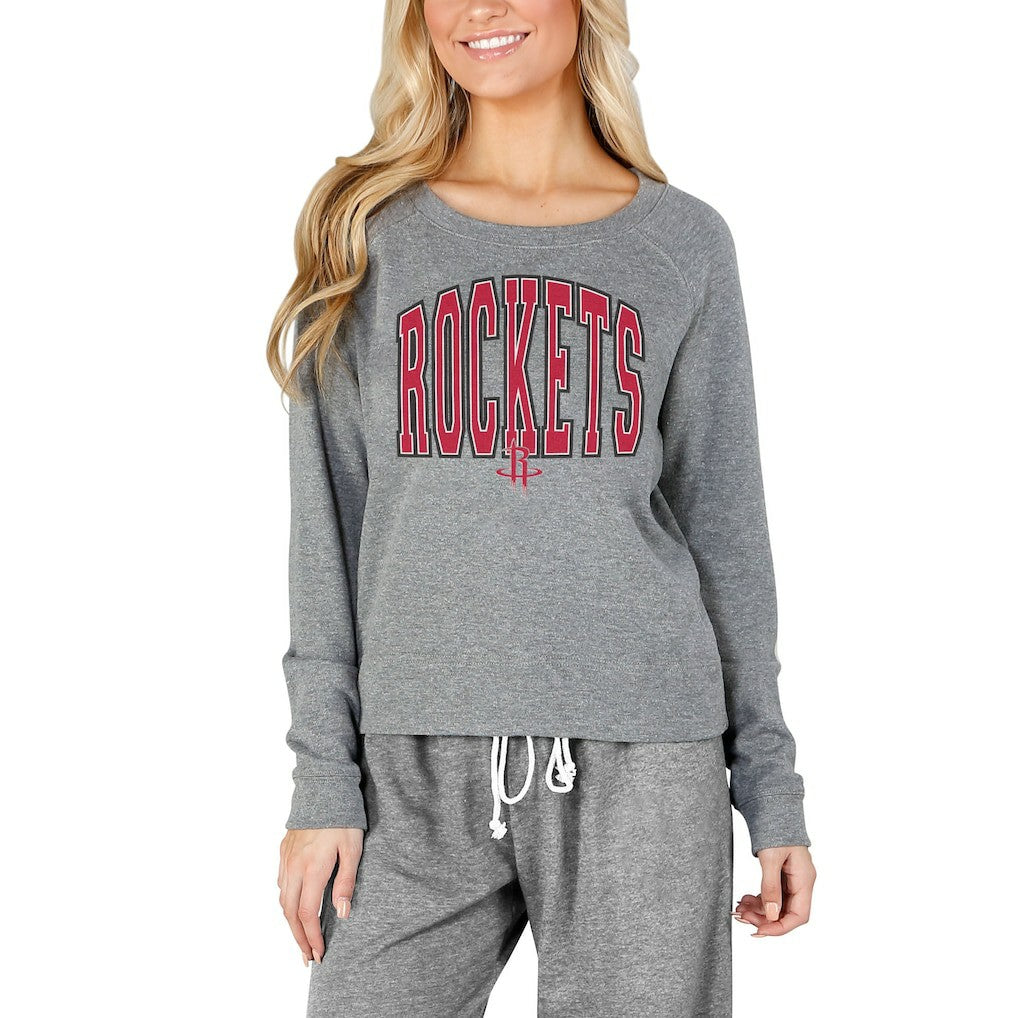 Gray Houston Rockets Concepts Sport Women's Mainstream Terry Long Sleeve Top | NBA