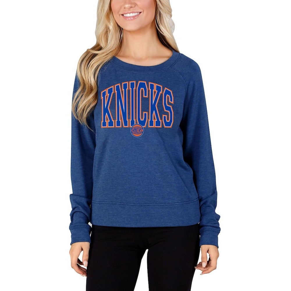 Royal New York Knicks Concepts Sport Women's Mainstream Terry Long Sleeve Top | NBA