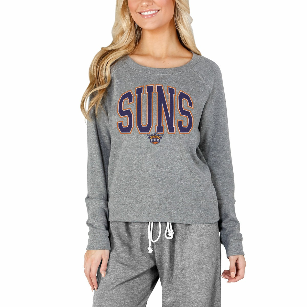 Gray Phoenix Suns Concepts Sport Women's Mainstream Terry Long Sleeve Top | NBA