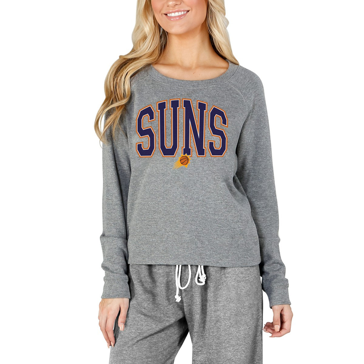Gray Phoenix Suns Concepts Sport Women's Mainstream Terry Long Sleeve Top | NBA