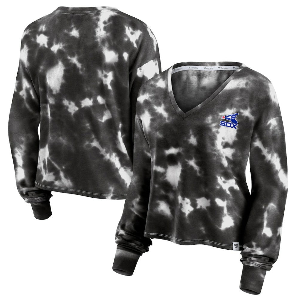 Chicago White Sox Fanatics Women's Tie-Dye V-Neck Pullover Cropped Tee - MLB Pullover