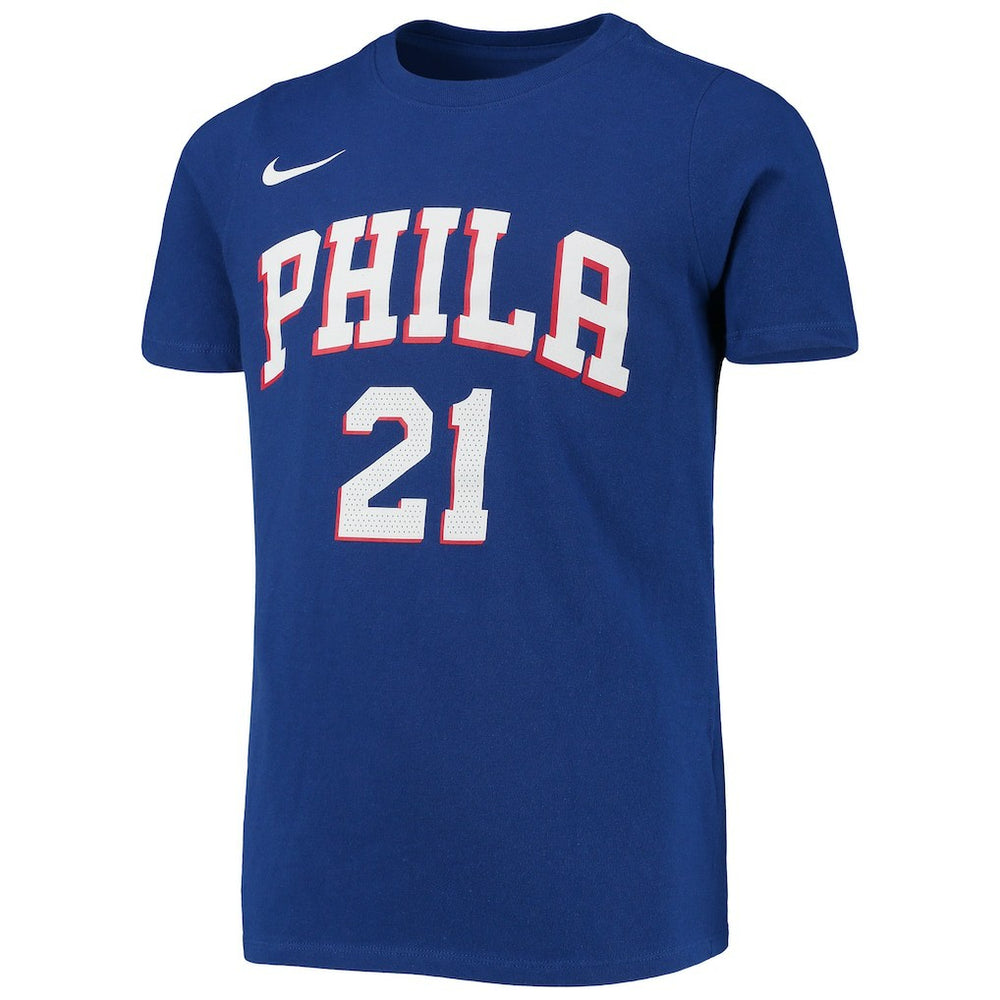 Royal Joel Embiid Philadelphia 76ers Youth Logo Name & Number Performance T-Shirt | NBA