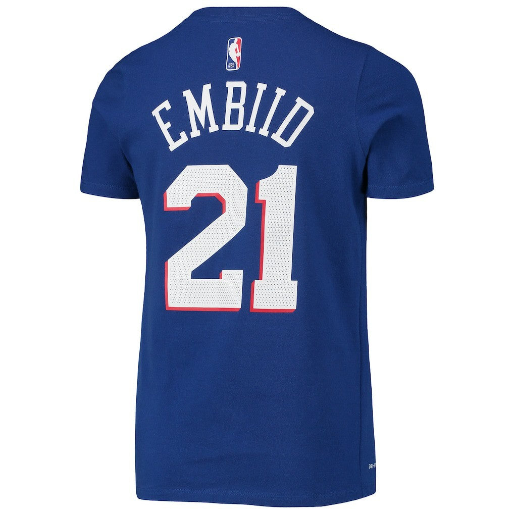 Royal Joel Embiid Philadelphia 76ers Youth Logo Name & Number Performance T-Shirt | NBA