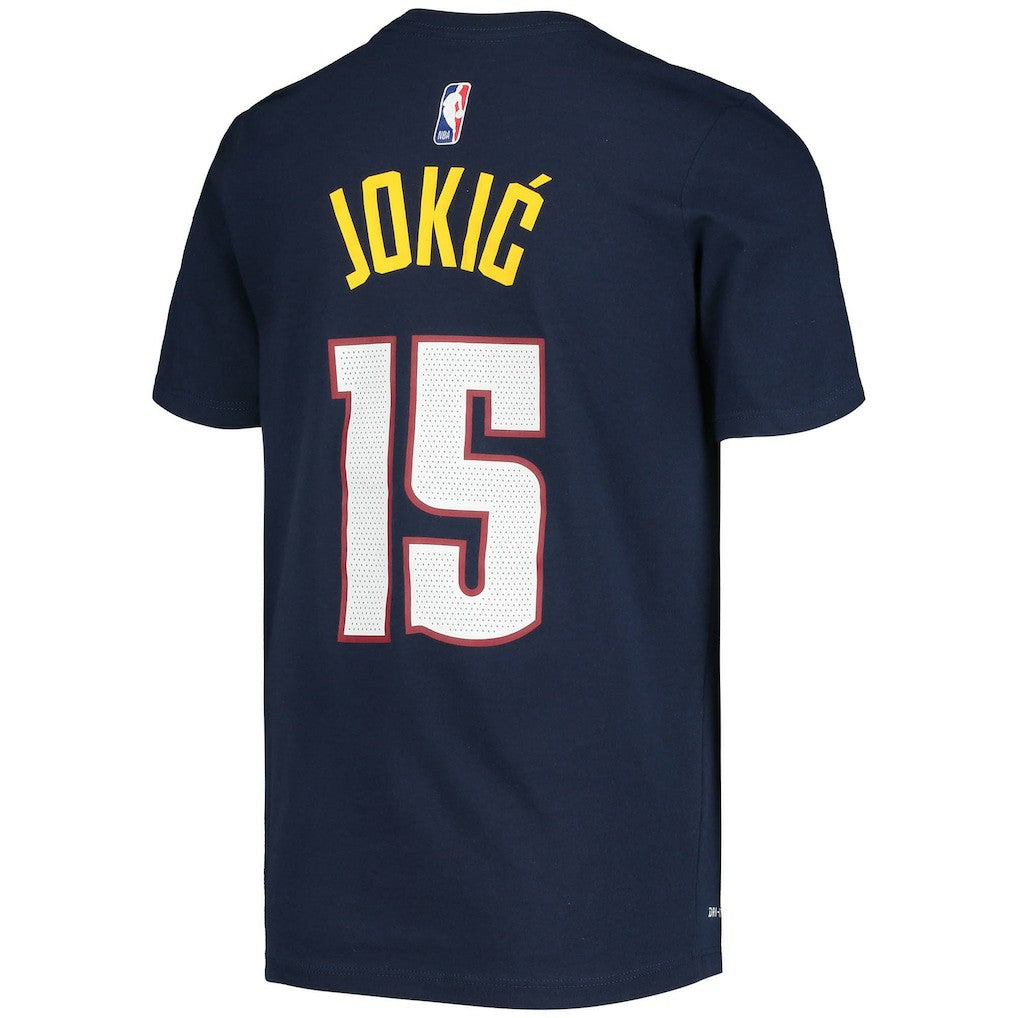 Navy Nikola Jokic Denver Nuggets Youth Logo Name & Number Performance T-Shirt sale | NBA