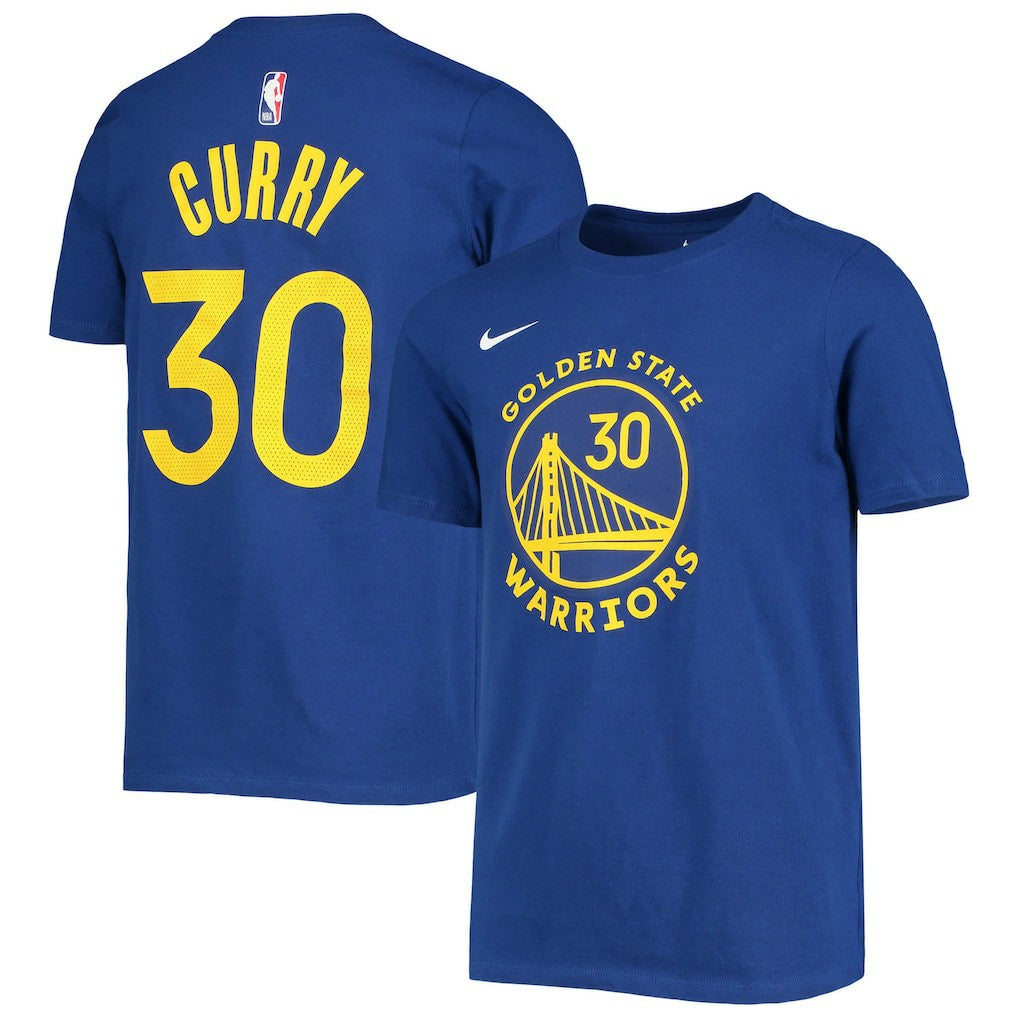 Royal Stephen Curry Golden State Warriors Youth Logo Name & Number Performance T-Shirt sale | NBA