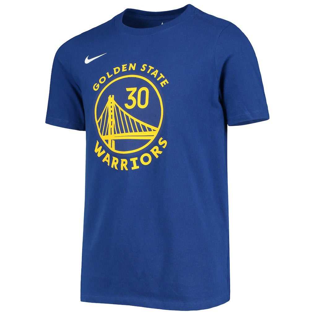 Royal Stephen Curry Golden State Warriors Youth Logo Name & Number Performance T-Shirt sale | NBA