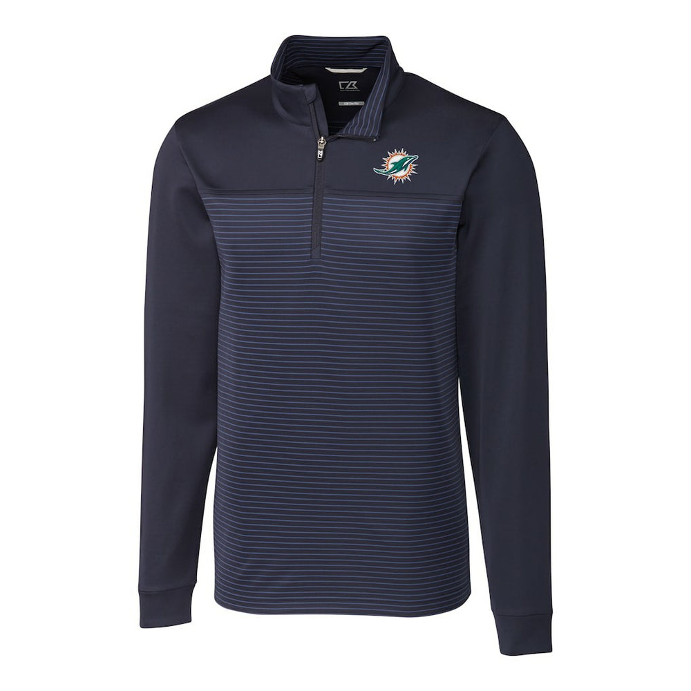 Miami Dolphins Cutter & Buck Big & Tall Traverse Stripe Quarter-Zip Pullover Jacket | NFL On sale