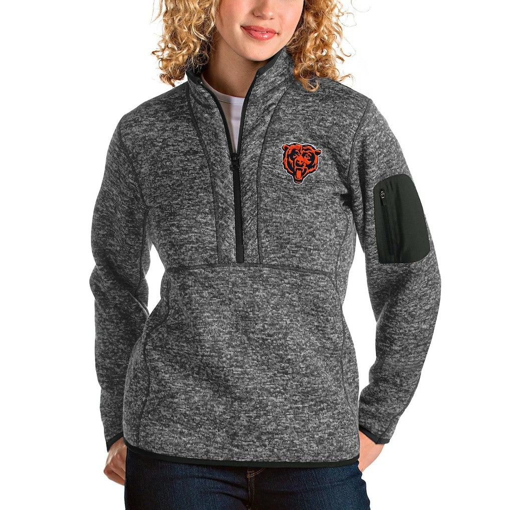 Chicago Bears Antigua Women's Bear Head Fortune Half-Zip Pullover Jacket | NFL Outlet