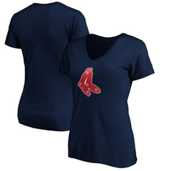 Boston Red Sox Women's Cooperstown Collection Huntington Logo V-Neck T-Shirt - MLB T-shirts