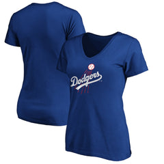 Los Angeles Dodgers Women's Cooperstown Collection Huntington Logo V-Neck T-Shirt - MLB T-shirts