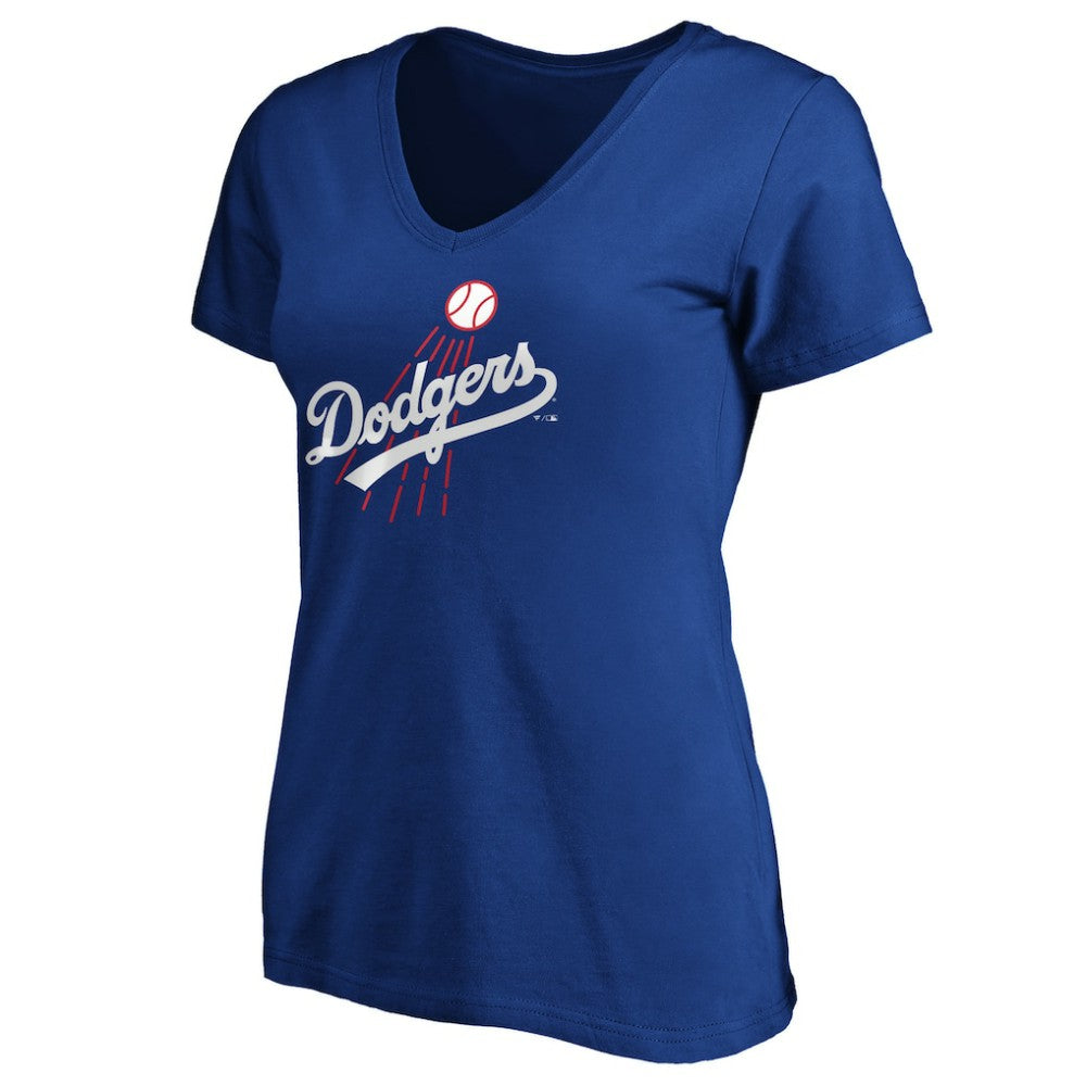 Los Angeles Dodgers Women's Cooperstown Collection Huntington Logo V-Neck T-Shirt - MLB T-shirts